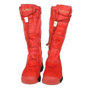 Giugiaro Bumper Junior Girls Size 13 Red Pony Hair Boots
